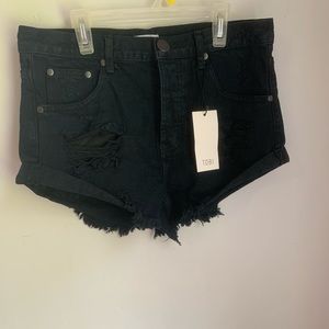 black denim shorts